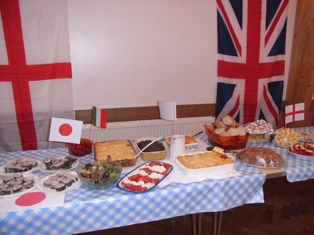 イギリス野球仲間のパーティー料理